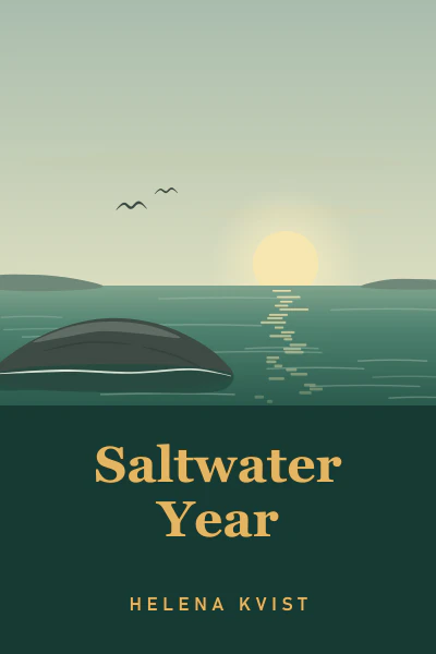 The cover of Saltwater Year: a pale sun over a green sea