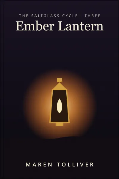 The cover of Ember Lantern: an orange lantern glowing on a dark shore