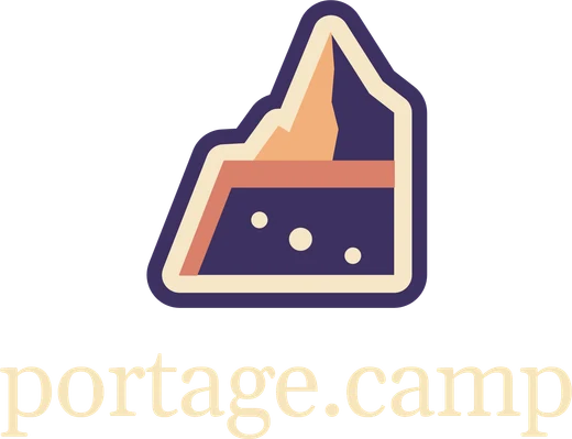 The left chest emblem: the A Different Sky logo, with portage.camp under it