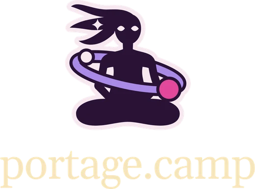 The left chest emblem: the Orbit Keeper logo, with portage.camp under it
