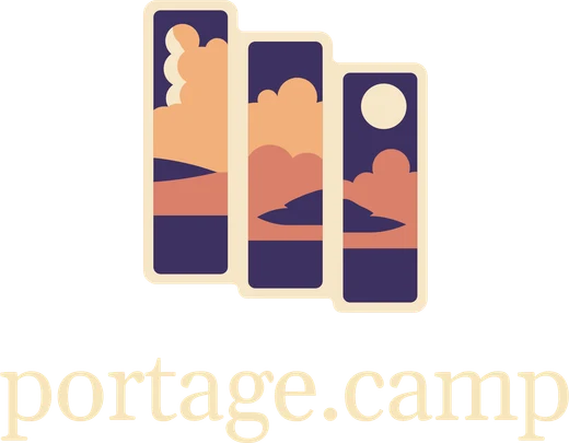 The left chest emblem: the Stay for the Sky logo, with portage.camp under it